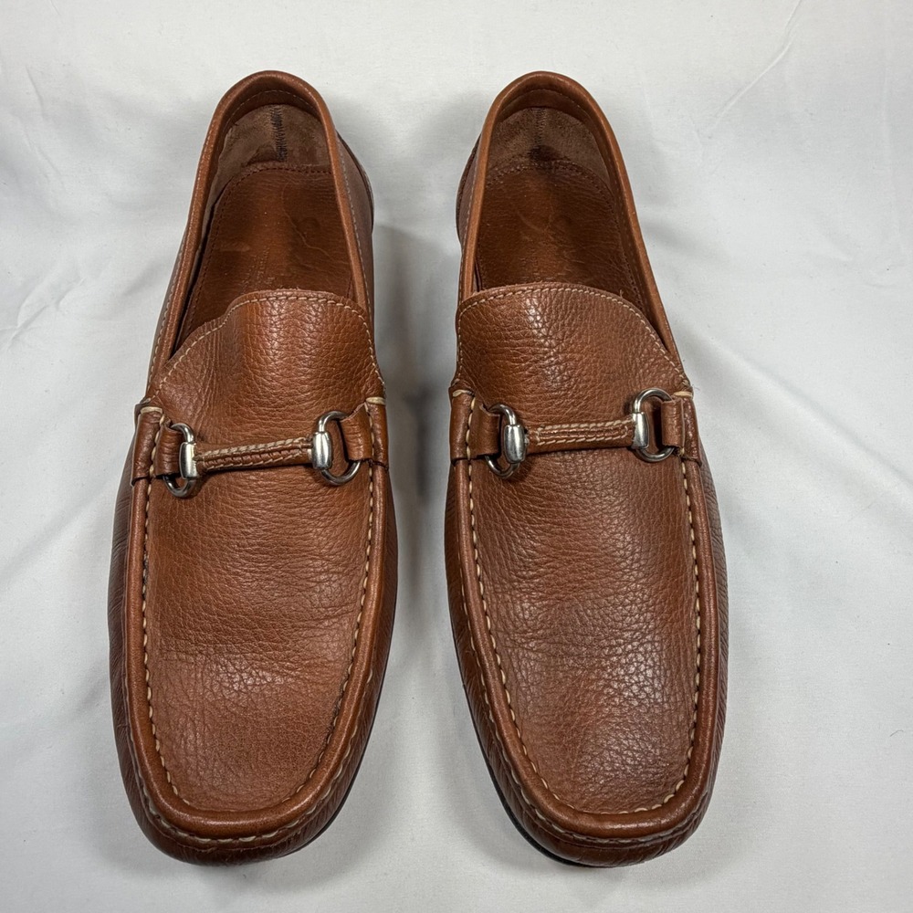 Sandro Moscoloni Sandrino Mens Brown Pebbled Leather Bit Loafers Made in Spain 9